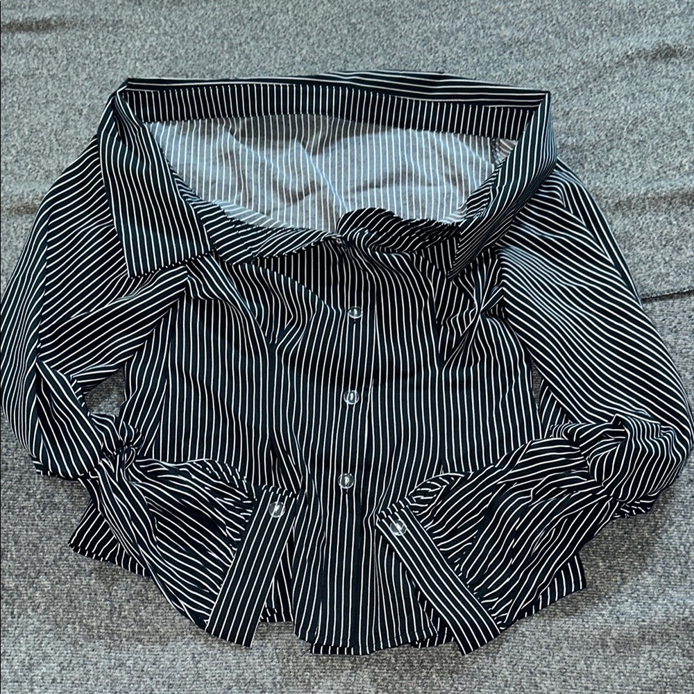 SHEIN Black and White Striped Blouse